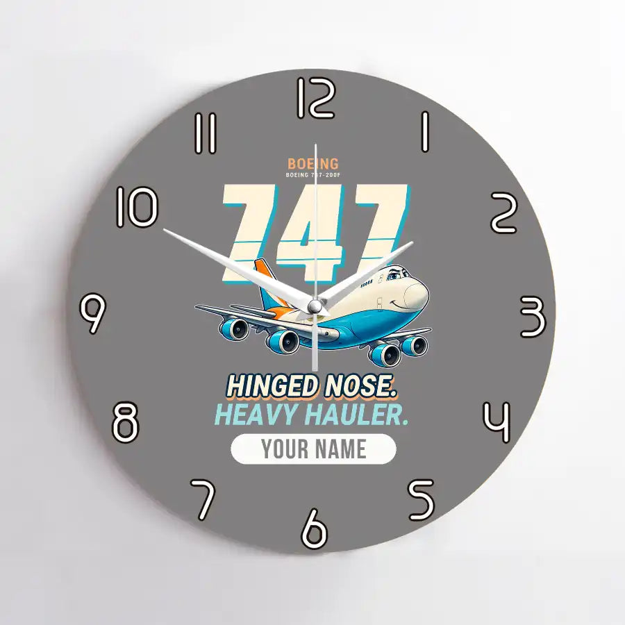 Boeing 747-200F - Cartoon + Name - No Frame - Gray