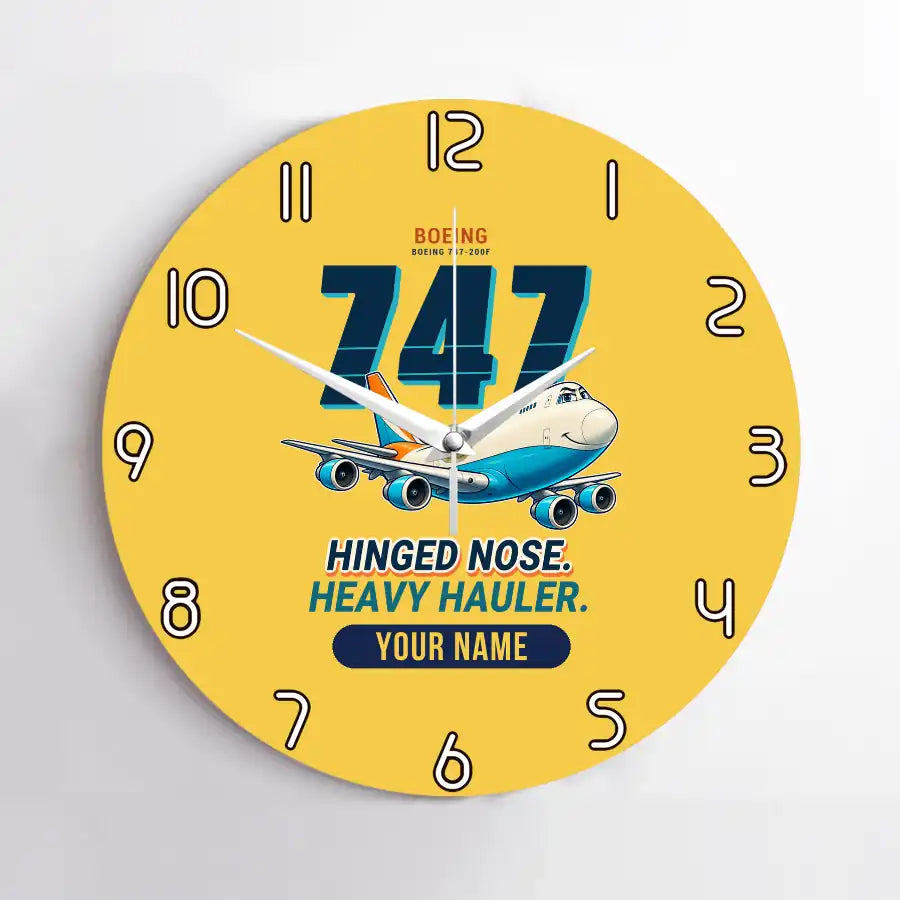 Boeing 747-200F - Cartoon + Name - No Frame - Yellow