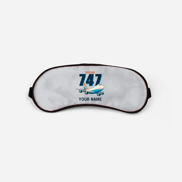 Boeing 747-200F - Cartoon + Name - Sleep Mask - Light Gray