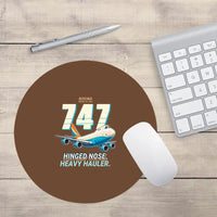 Thumbnail for Boeing 747-200F - Cartoon - Round Mouse Pad - Brown