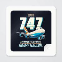 Thumbnail for Boeing 747-200F - Cartoon - Square Sticker - Peel