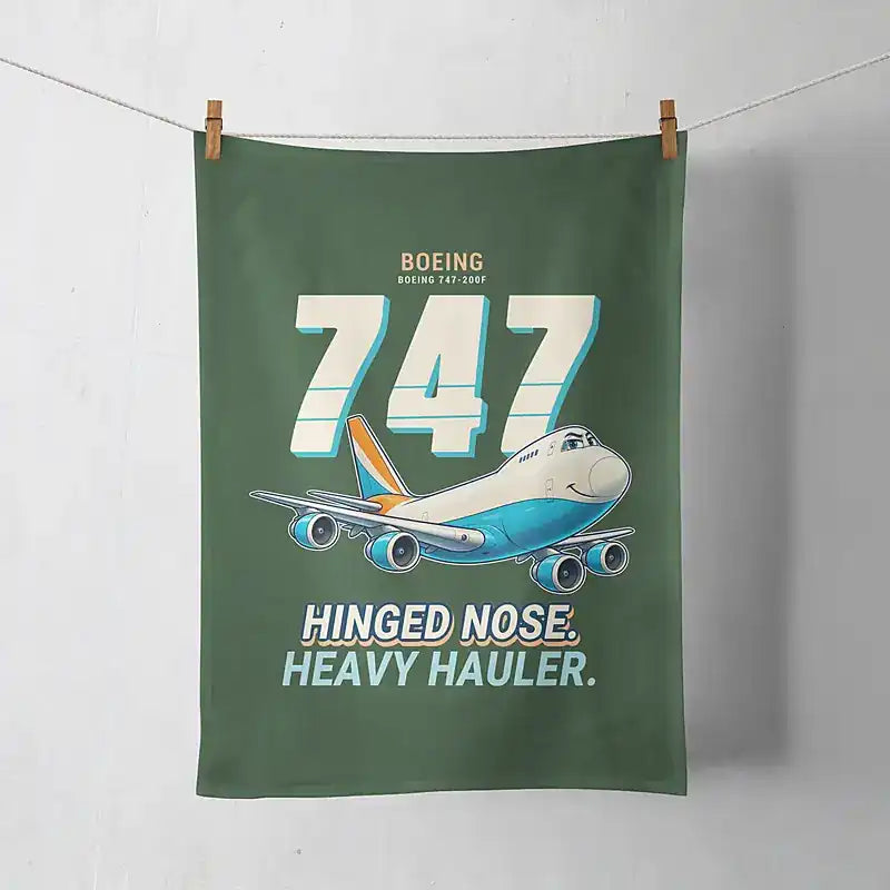 Boeing 747-200F - Cartoon - Towel - Dark Green
