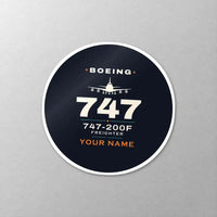 Thumbnail for Boeing 747-200F - Heritage + Name - Circle Sticker - Close-up