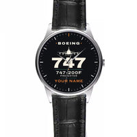 Thumbnail for Boeing 747-200F - Heritage + Name - Leather Strap - Striped Black Leather Strap