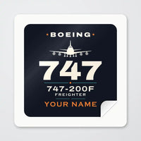 Thumbnail for Boeing 747-200F - Heritage + Name - Square Sticker - Peel