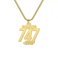 Thumbnail for Boeing 747-200F - Hollow Necklace - Tag - Gold