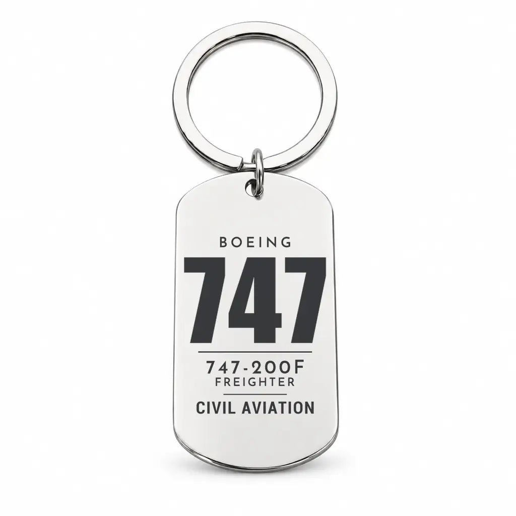 Boeing 747-200F - Key Chain - Tag - Silver