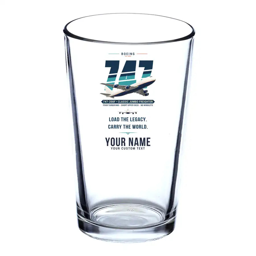 Boeing 747-200F - Original + Name - Beer & Water Glass
