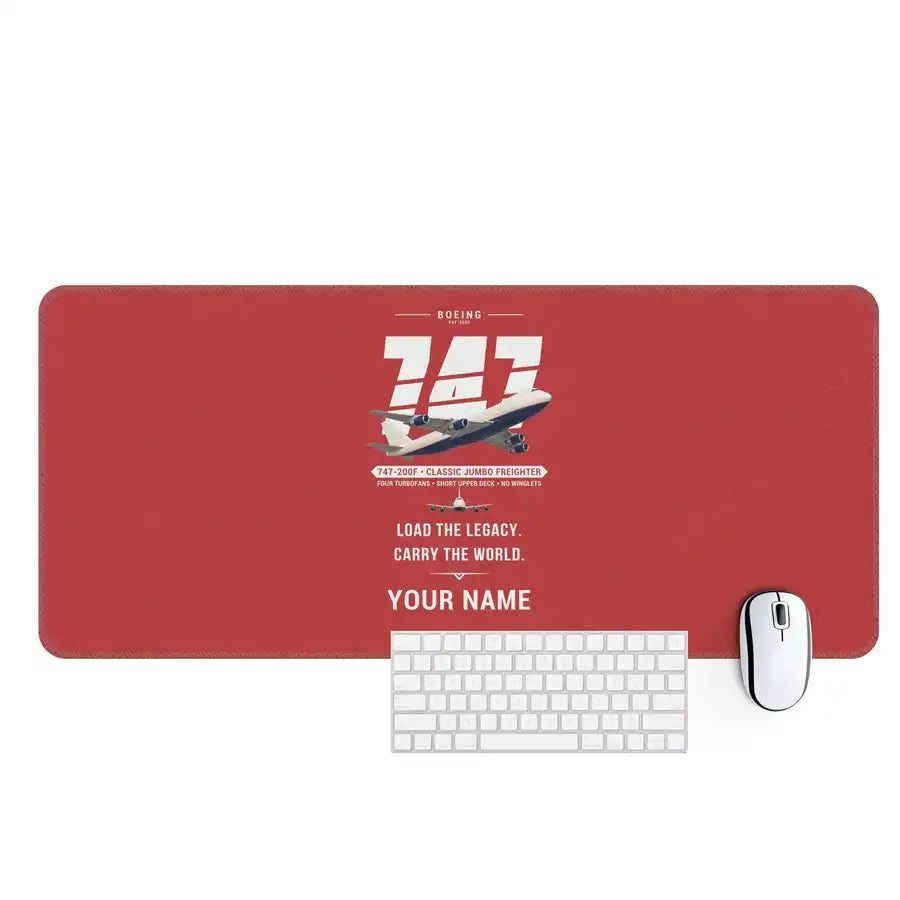 Boeing 747-200F - Original + Name - Desk Mat - Red
