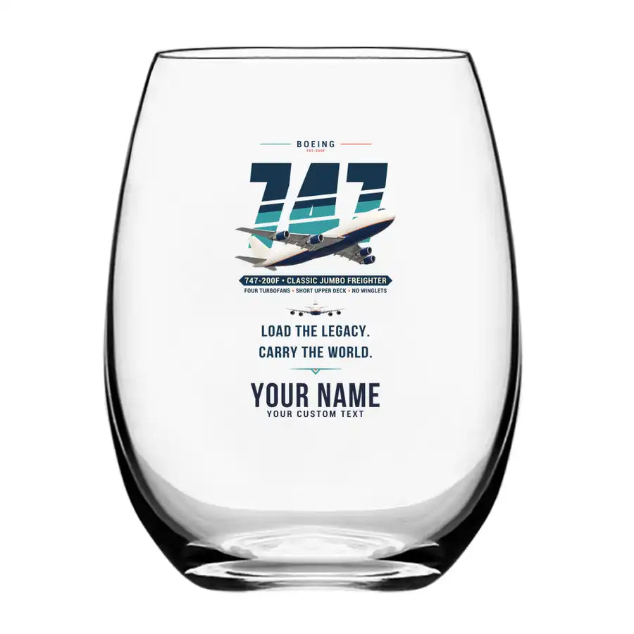 Boeing 747-200F - Original + Name - Water & Drink Glass