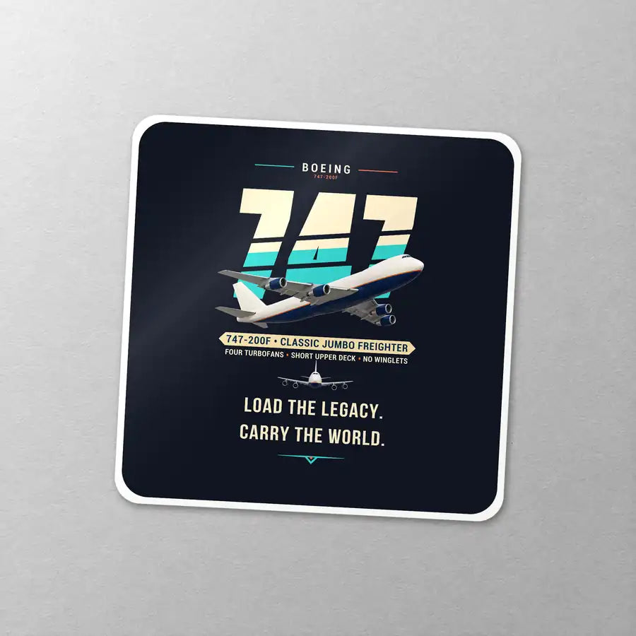 Boeing 747-200F - Original - Square Sticker - Close-up