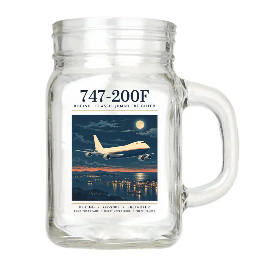 Boeing 747-200F - Poster - Cocktail Glass (Mason Jar)