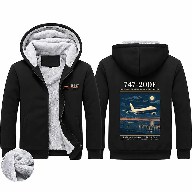 Boeing 747-200F Zipped Sweatshirts - Poster - Black