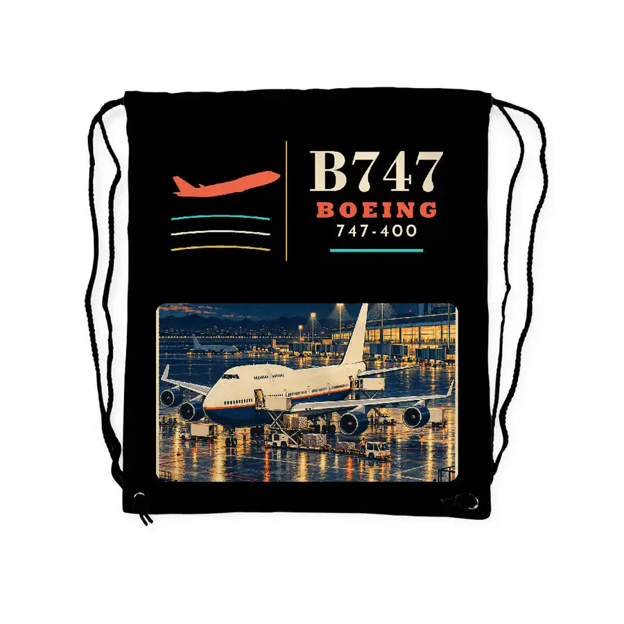 Boeing 747-400 - Drawstring Bag - Classic - Black