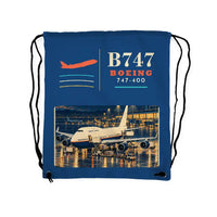 Thumbnail for Boeing 747-400 - Drawstring Bag - Classic - Blue