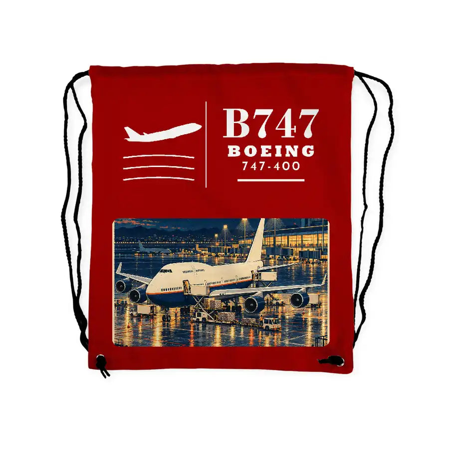Boeing 747-400 - Drawstring Bag - Classic - Red