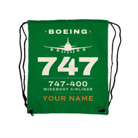 Thumbnail for Boeing 747-400 - Drawstring Bag - Heritage + Name - Green