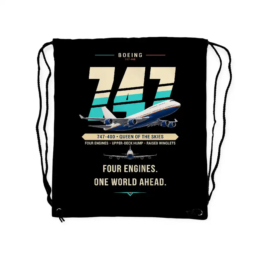 Boeing 747-400 - Drawstring Bag - Original - Black