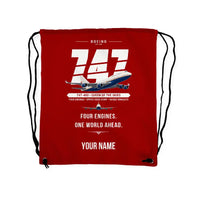 Thumbnail for Boeing 747-400 - Drawstring Bag - Original + Name - Red