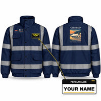 Thumbnail for Boeing 747-400 Dreamlifter Reflective Winter Jackets - Poster + Name - Navy Blue