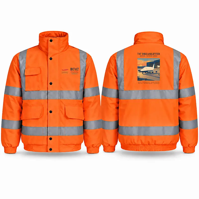 Boeing 747-400 Dreamlifter Reflective Winter Jackets - Poster - Orange