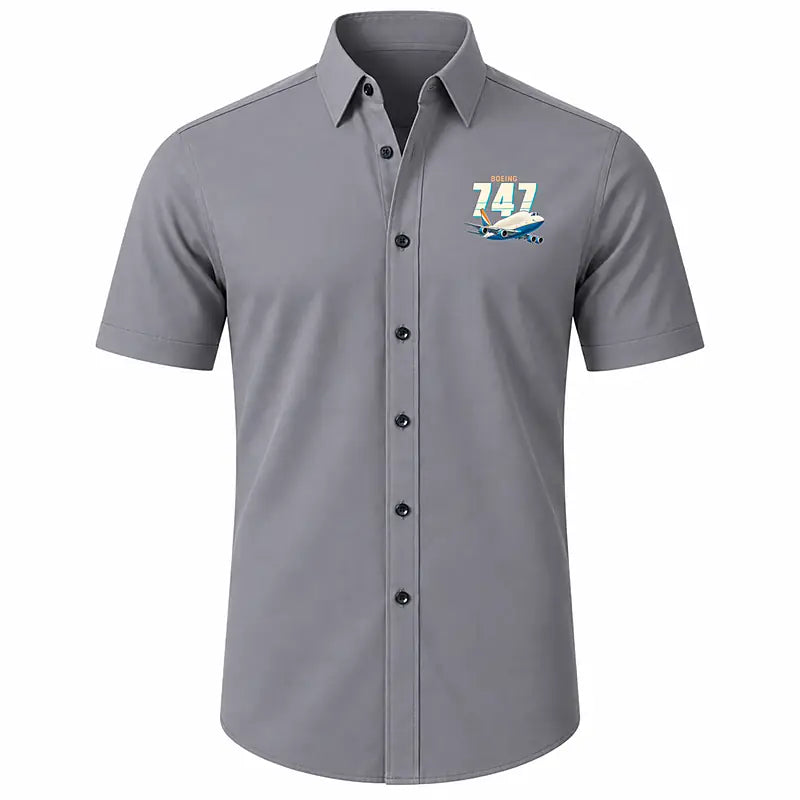 Boeing 747-400 Dreamlifter - Short Sleeve Shirt - Cartoon - Gray