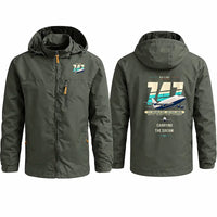 Thumbnail for Boeing 747-400 Dreamlifter Stylish Jackets - Hooded Windbreaker - Original - Olive Green