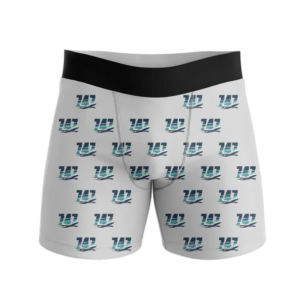 Boeing 747-400 - Men Boxers - Original Pattern - Light Gray