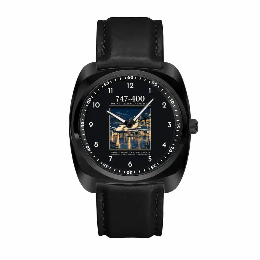 Boeing 747-400 - Poster - Luxury Cushion - Black and Black Strap