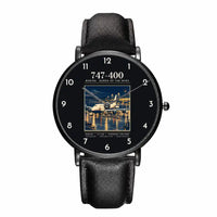 Thumbnail for Boeing 747-400 - Poster - Slim Leather - Black and Black Leather Strap