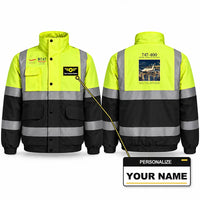 Thumbnail for Boeing 747-400 Reflective Winter Jackets - Poster + Name - Fluorescent Yellow & Navy