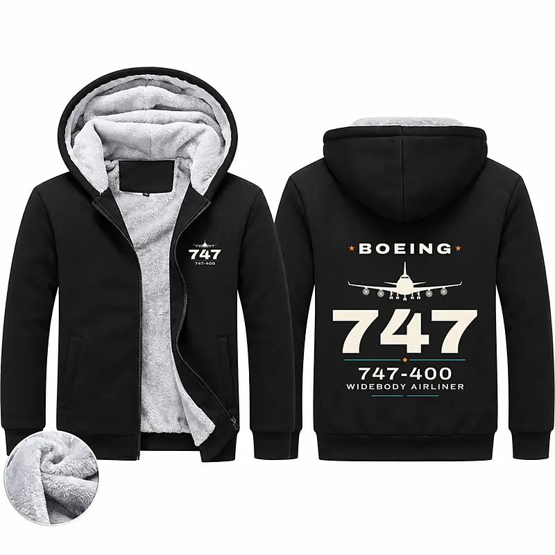 Boeing 747-400 Zipped Sweatshirts - Heritage - Black