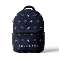 Thumbnail for Boeing 747-400F - 3D Backpack - 3D Pattern + Name - Navy Blue
