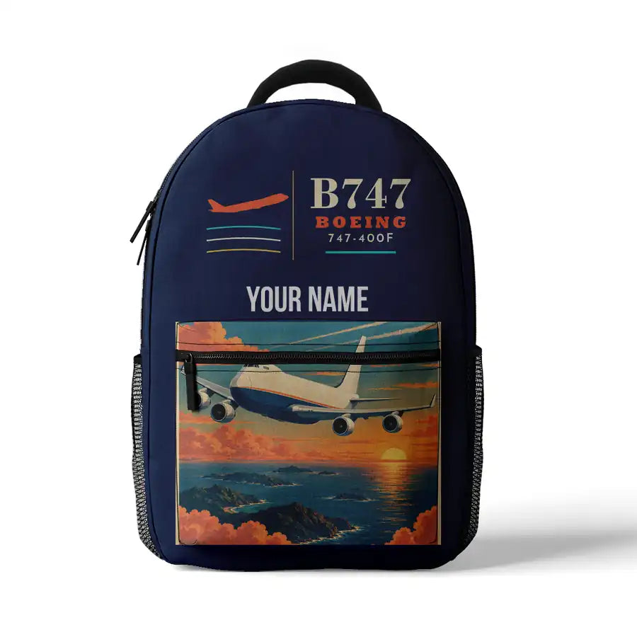 Boeing 747-400F - 3D Backpack - Dark Blue + Name