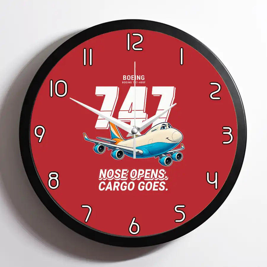 Boeing 747-400F - Cartoon - Framed - Red