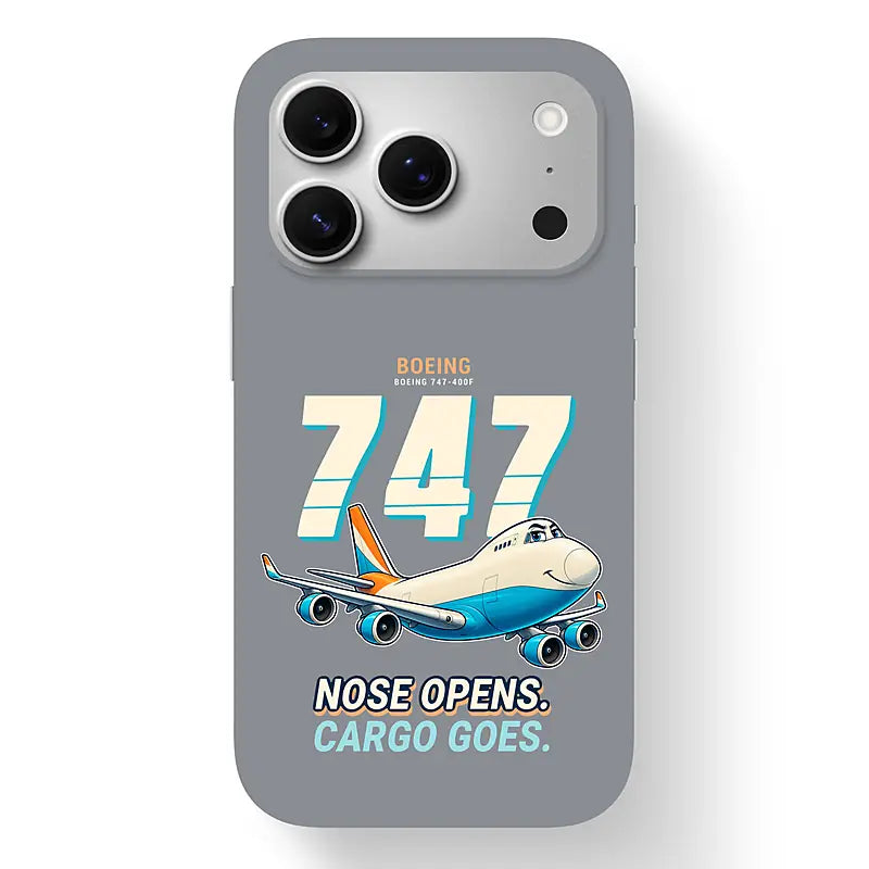 Boeing 747-400F - Cartoon - MagSafe iPhone 17 Pro - Gray