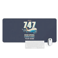 Thumbnail for Boeing 747-400F - Cartoon + Name - Desk Mat - Navy Blue