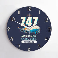 Thumbnail for Boeing 747-400F - Cartoon + Name - No Frame - Navy Blue