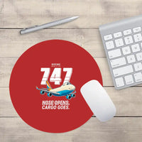 Thumbnail for Boeing 747-400F - Cartoon - Round Mouse Pad - Red