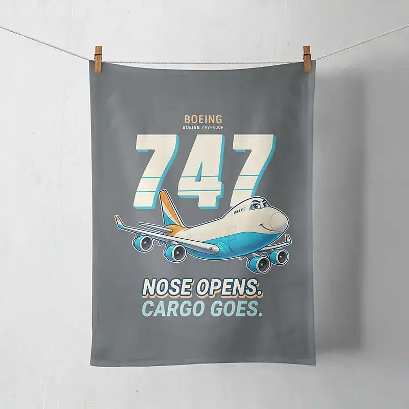 Boeing 747-400F - Cartoon - Towel - Gray