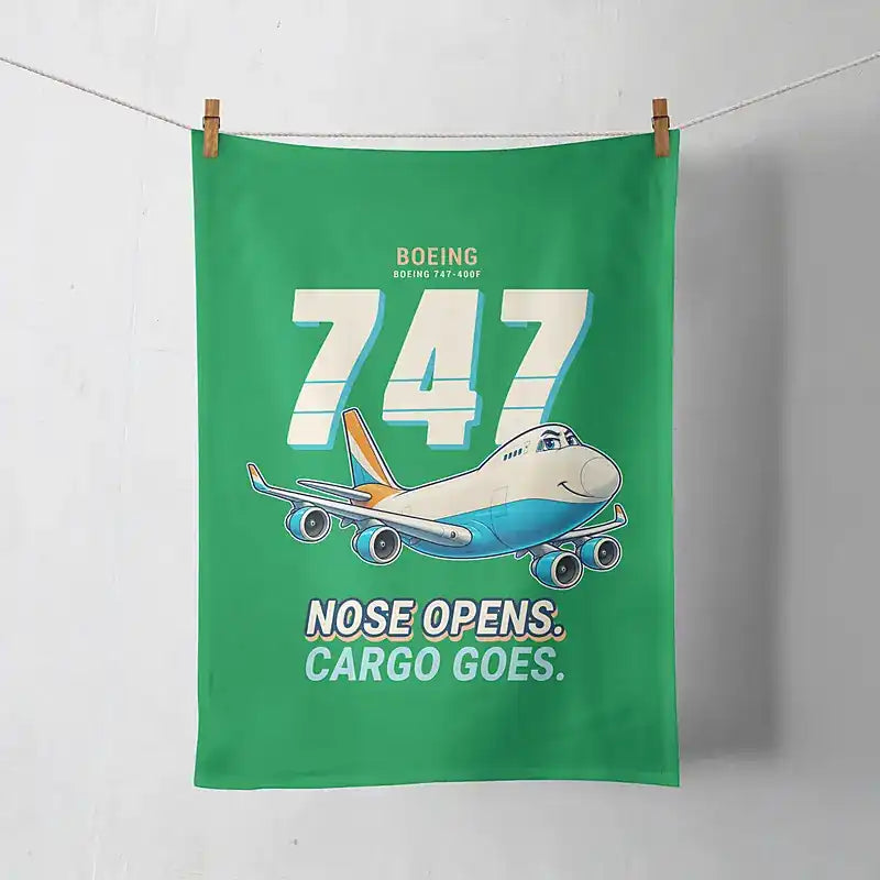 Boeing 747-400F - Cartoon - Towel - Green