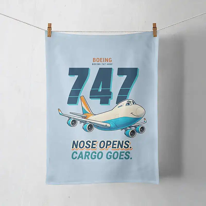 Boeing 747-400F - Cartoon - Towel - Light Blue