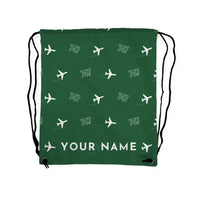 Thumbnail for Boeing 747-400F - Drawstring Bag - 3D Pattern + Name - Green