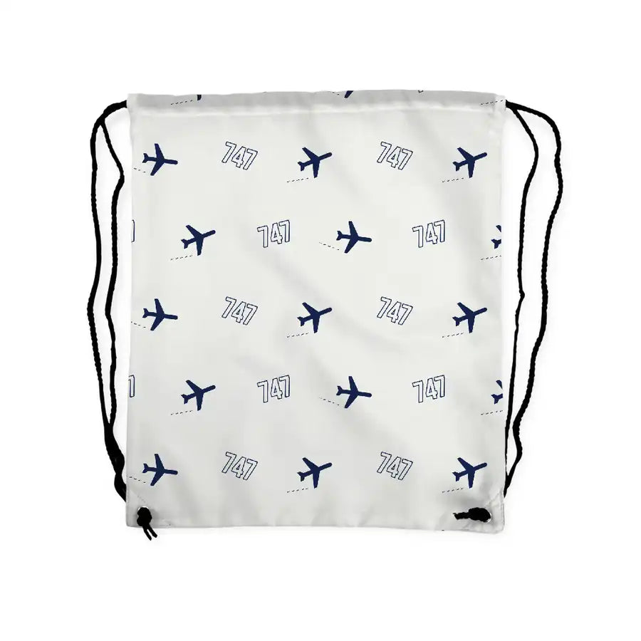 Boeing 747-400F - Drawstring Bag - 3D Pattern - White