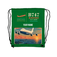 Thumbnail for Boeing 747-400F - Drawstring Bag - Classic + Name - Green