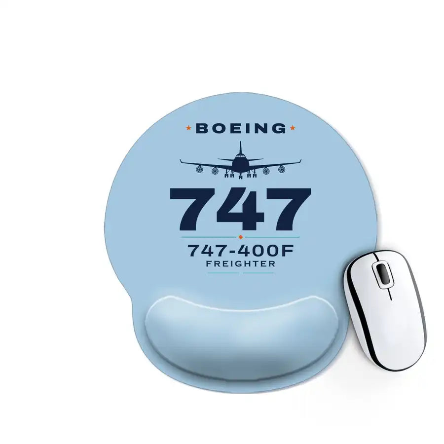 Boeing 747-400F - Heritage - Ergonomic Mouse Pad - Light Blue