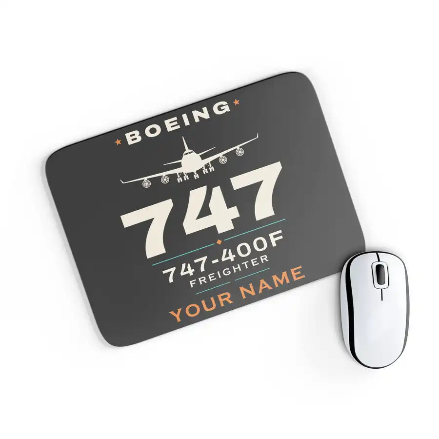 Boeing 747-400F - Heritage + Name - Mouse Pad - Black