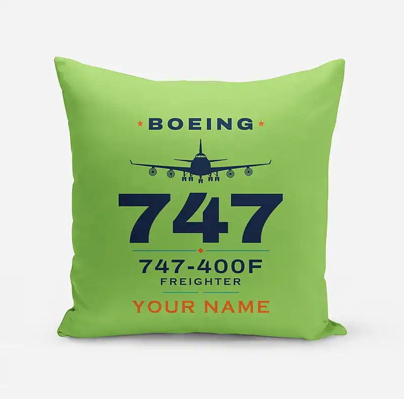 Boeing 747-400F - Heritage + Name - Pillow - Light Green