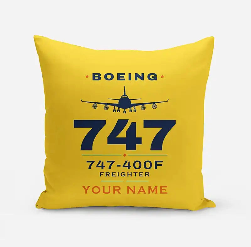 Boeing 747-400F - Heritage + Name - Pillow - Yellow