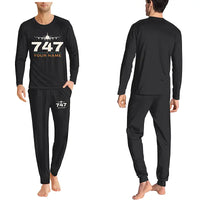 Thumbnail for Boeing 747-400F - Men Pajamas - Heritage Chest + Name - Black